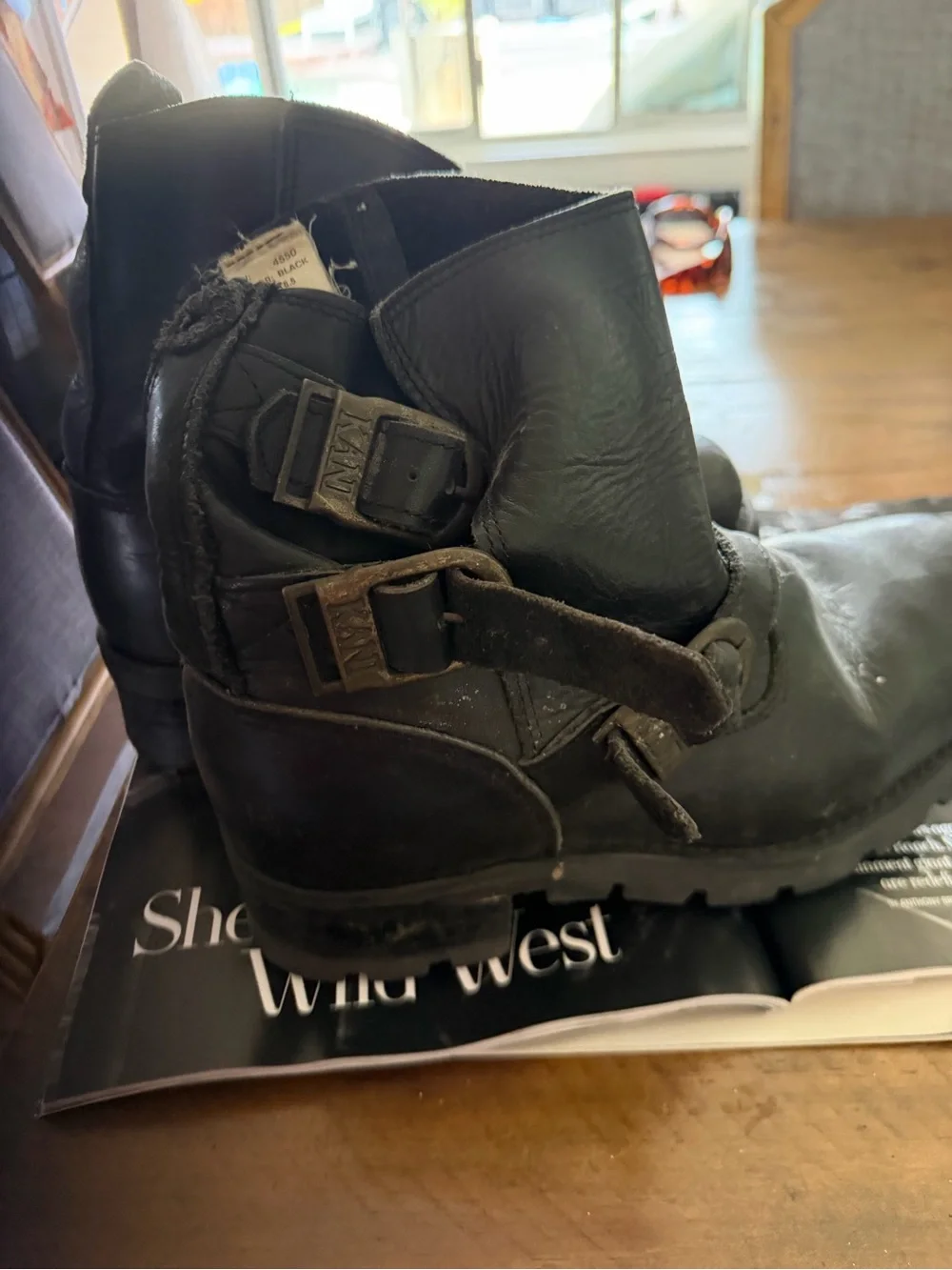 Black Leather Men's Harness Boots